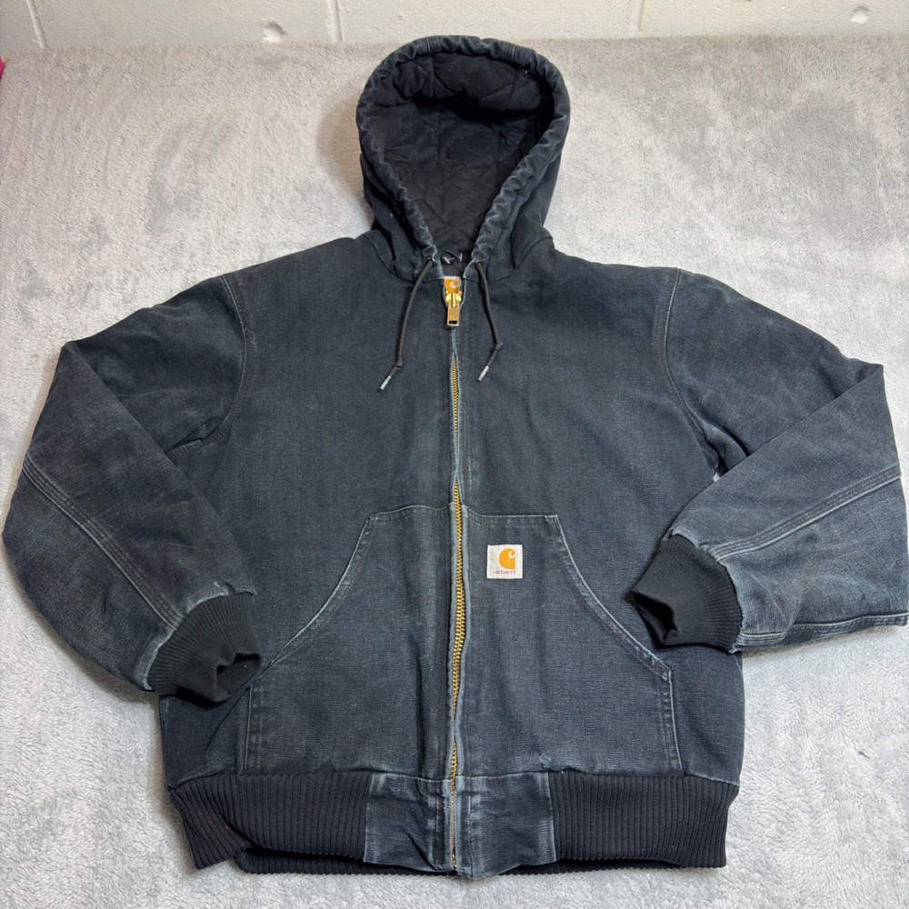 Carhartt J140 Jacket Men's Size Small Black Quilted Flannel Lined Made In USA